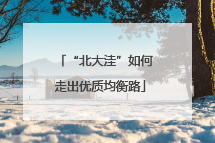 “北大洼”如何走出优质均衡路