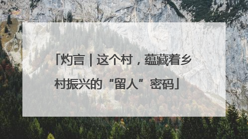 灼言|这个村,蕴藏着乡村振兴的“留人”密码