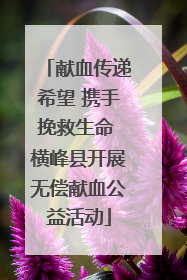 献血传递希望 携手挽救生命 横峰县开展无偿献血公益活动