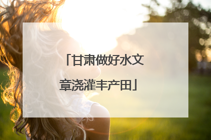 甘肃做好水文章浇灌丰产田