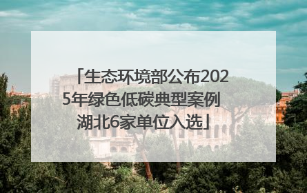 生态环境部公布2025年绿色低碳典型案例 湖北6家单位入选