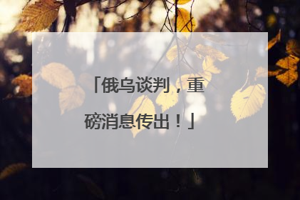 俄乌谈判，重磅消息传出！