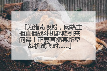 为猎奇吸粉，网络主播直播战斗机起降引来间谍！正要直播某新型战机试飞时……