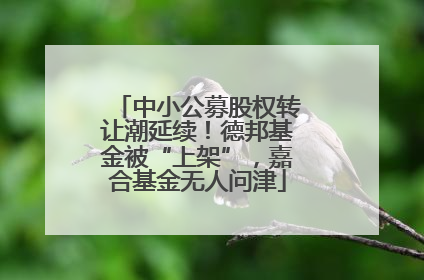 中小公募股权转让潮延续！德邦基金被“上架”，嘉合基金无人问津