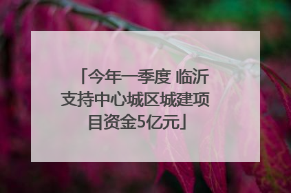今年一季度 临沂支持中心城区城建项目资金5亿元