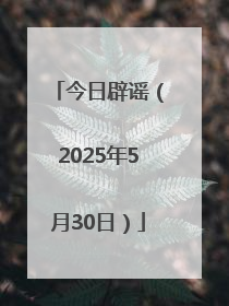 今日辟谣（2025年5月30日）