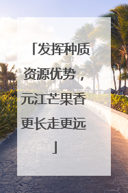 发挥种质资源优势，元江芒果香更长走更远