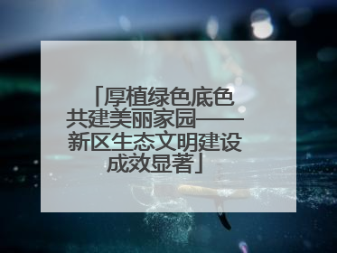 厚植绿色底色 共建美丽家园——新区生态文明建设成效显著