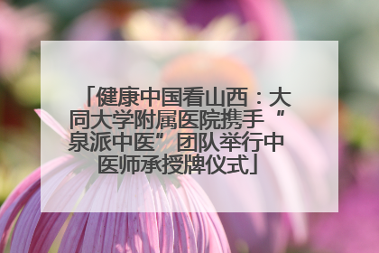 健康中国看山西：大同大学附属医院携手“泉派中医”团队举行中医师承授牌仪式