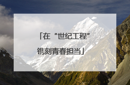 在“世纪工程”镌刻青春担当