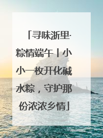 寻味浙里·粽情端午丨小小一枚开化碱水粽，守护那份浓浓乡情