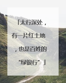 太行深处，有一片红土地，也是百姓的“绿银行”