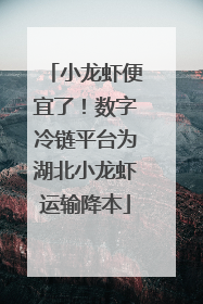 小龙虾便宜了！数字冷链平台为湖北小龙虾运输降本