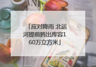 应对降雨 北运河提前腾出库容160万立方米