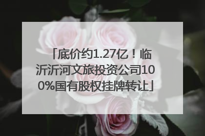 底价约1.27亿！临沂沂河文旅投资公司100%国有股权挂牌转让