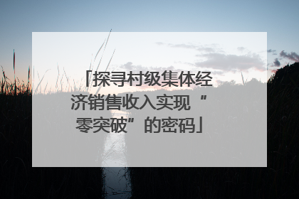探寻村级集体经济销售收入实现“零突破”的密码