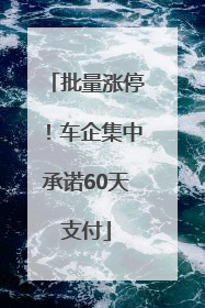 批量涨停！车企集中承诺60天支付