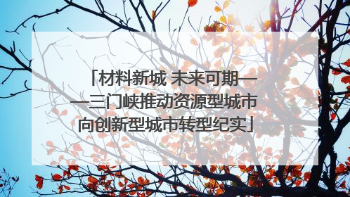 材料新城 未来可期——三门峡推动资源型城市向创新型城市转型纪实