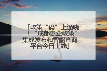 政策“码”上通晓！“成都惠企政策”集成发布和智能查询平台今日上线