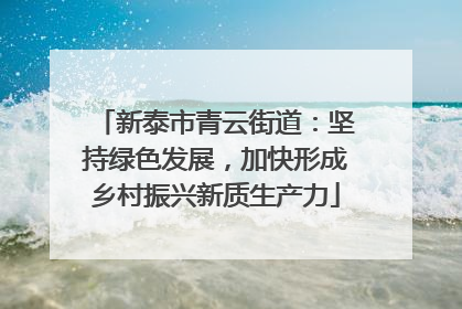 新泰市青云街道：坚持绿色发展，加快形成乡村振兴新质生产力
