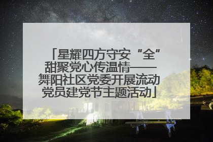 星耀四方守安“全” 甜聚党心传温情——舞阳社区党委开展流动党员建党节主题活动