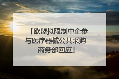 欧盟拟限制中企参与医疗器械公共采购 商务部回应