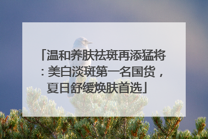 温和养肤祛斑再添猛将：美白淡斑第一名国货，夏日舒缓焕肤首选
