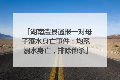 湖南澧县通报一对母子落水身亡事件：均系溺水身亡，排除他杀