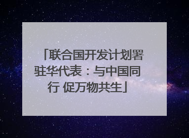 联合国开发计划署驻华代表：与中国同行 促万物共生