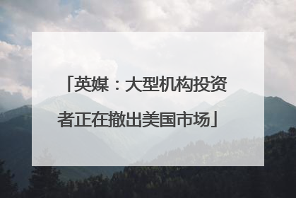 英媒：大型机构投资者正在撤出美国市场