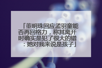 董明珠回应孟羽童能否再回格力，称其离开时确实是犯了很大的错：她对我来说是孩子