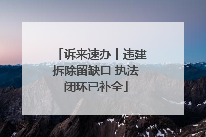 诉来速办丨违建拆除留缺口 执法闭环已补全