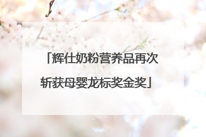 辉仕奶粉营养品再次斩获母婴龙标奖金奖
