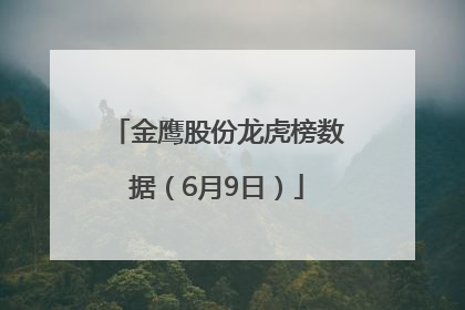 金鹰股份龙虎榜数据（6月9日）
