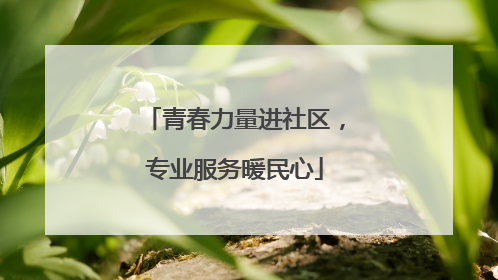 青春力量进社区，专业服务暖民心