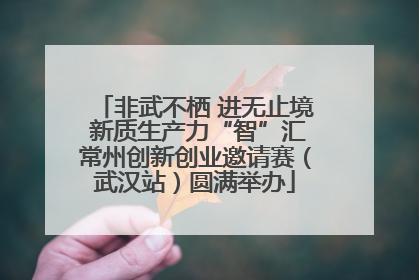 非武不栖 进无止境 新质生产力“智”汇常州创新创业邀请赛（武汉站）圆满举办