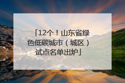 12个！山东省绿色低碳城市（城区）试点名单出炉
