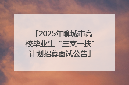 2025年聊城市高校毕业生“三支一扶”计划招募面试公告