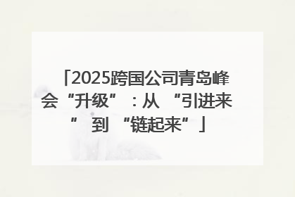 2025跨国公司青岛峰会“升级”：从 “引进来” 到 “链起来”