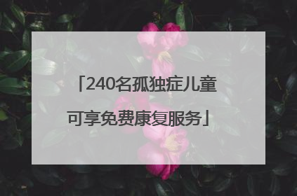 240名孤独症儿童可享免费康复服务
